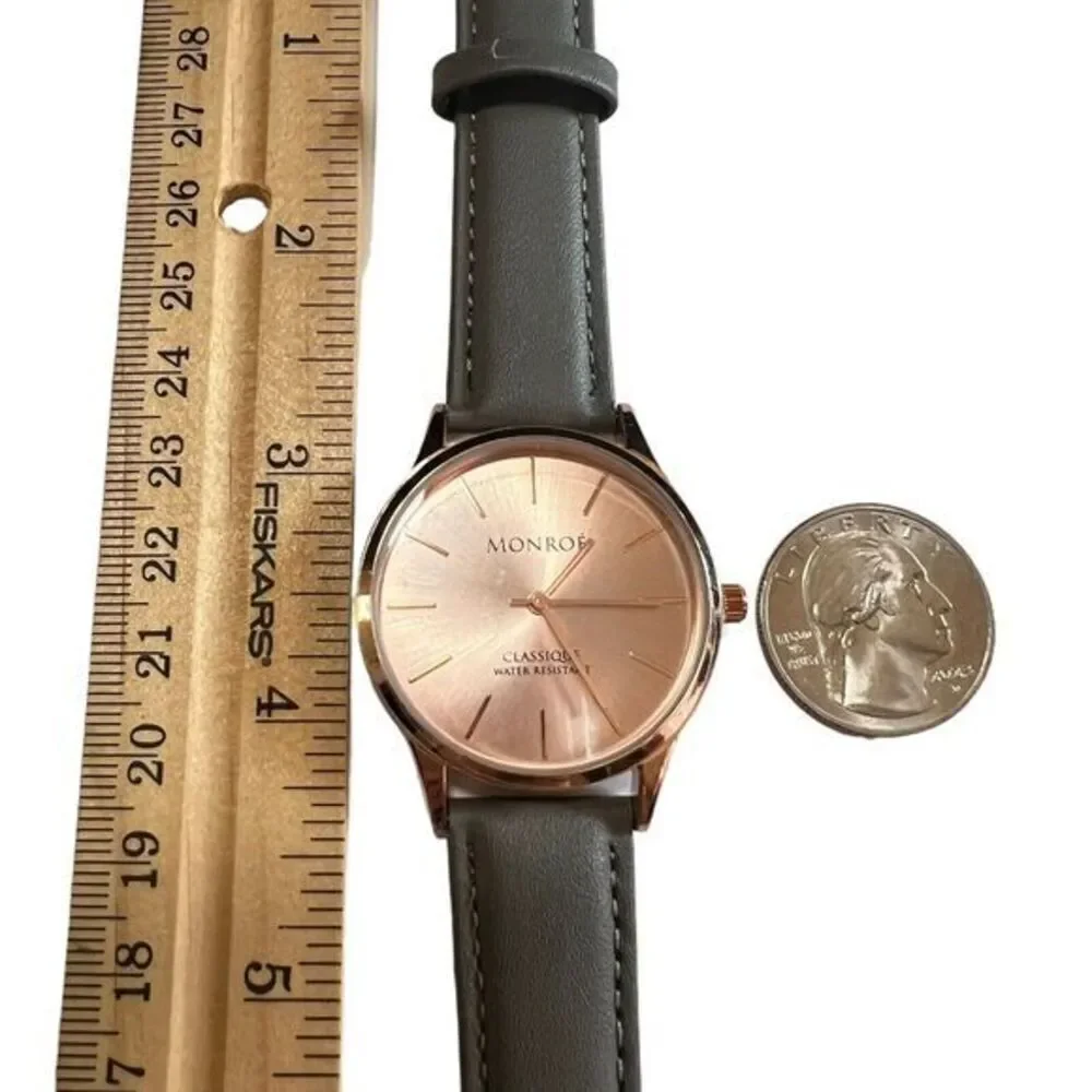 Monroé Women's Watches SOLÉROSE -‎ CHARCOAL LEATHER -Water Resistant - 9 in
